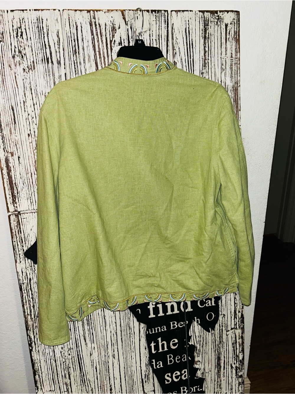 Ruby Rd. Vintage Lime Green Linen Blend Jacket with Beachy Embroidery - Picture 2 of 13